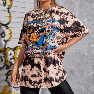 Tan tie dye car tee